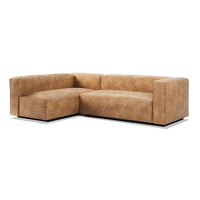 Cleon Small Sectional Sofa in Camel Leather - Angle 2