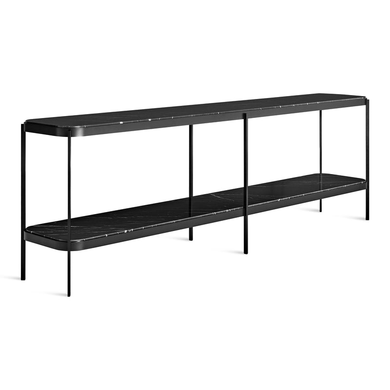 Comehither Long and Low Console Table en Black Marble