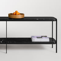 Comehither Long and Low Console Table in Black Marble - Angle 2