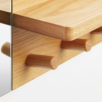 Candid Wall Shelf with Hooks in White Oak - Angle 7