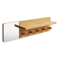 Candid Wall Shelf with Hooks in White Oak - Angle 4