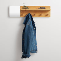 Candid Wall Shelf with Hooks in White Oak - Angle 6