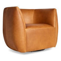 Council Swivel Lounge Chair in Butterscotch Leather - Angle 5