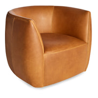 Council Swivel Lounge Chair in Butterscotch Leather - Angle 6