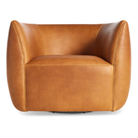 Council Swivel Lounge Chair in Butterscotch Leather - Angle 2