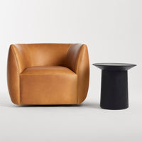 Council Swivel Lounge Chair in Butterscotch Leather - Angle 11