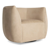 Council Swivel Lounge Chair in Stone Leather - Angle 4