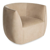 Council Swivel Lounge Chair in Stone Leather - Angle 5