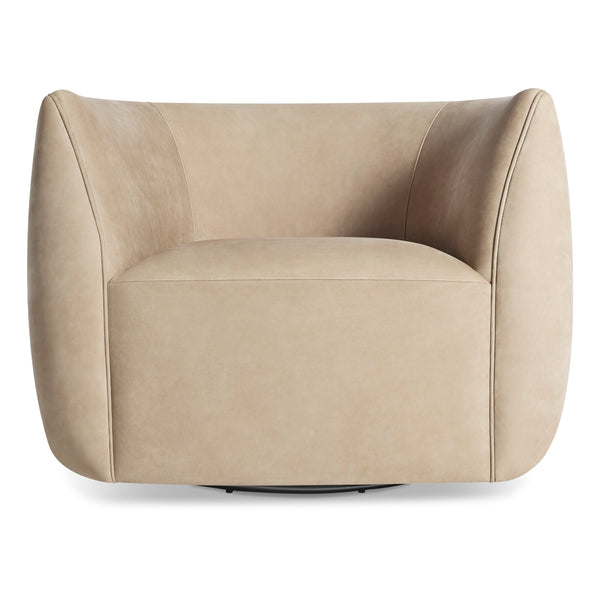 Council Swivel Lounge Chair in Stone Leather - Angle 1