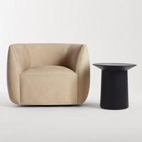 Council Swivel Lounge Chair in Stone Leather - Angle 10
