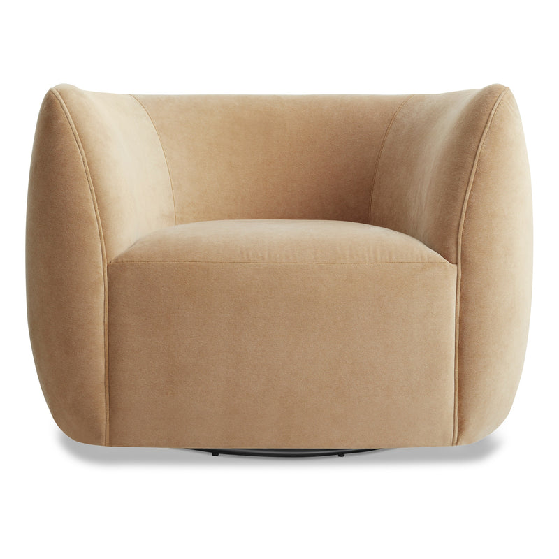 Council Swivel Lounge Chair in Camel Velvet - Angle 2
