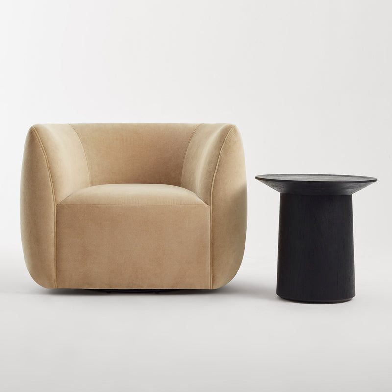 Council Swivel Lounge Chair in Camel Velvet - Angle 2