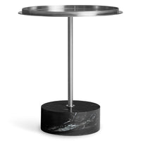 Chit Chat Side Table in Stainless / Black Marble - Angle 1