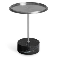 Chit Chat Side Table in Stainless / Black Marble - Angle 5