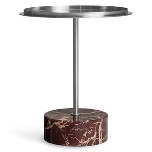 Chit Chat Side Table in Stainless / Cherry Marble - Angle 1