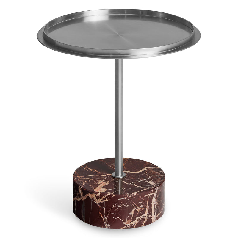 Chit Chat Side Table in Stainless / Cherry Marble - Angle 2