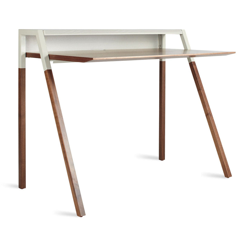 Cant Desk in Walnut / Putty Grey - Angle 1