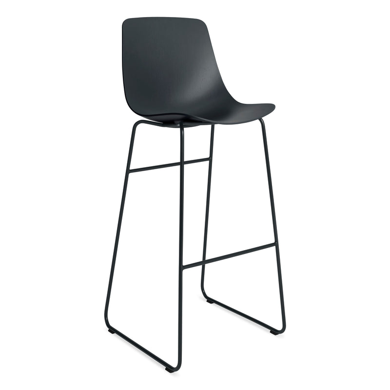 Clean Cut Barstool with Sled Leg in Navy Green