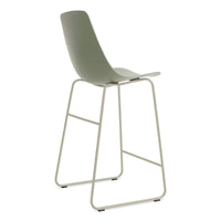 Clean Cut Counter Stool with Sled Leg in Grey Green - Angle 4