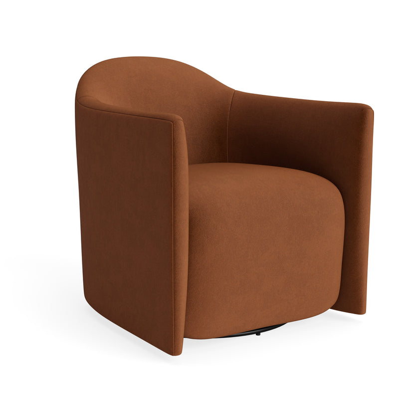 About Face Swivel Lounge Chair in Copper Velvet - Angle 2