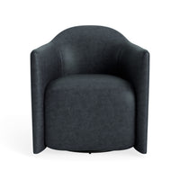 About Face Swivel Lounge Chair in Ink Leather - Angle 1