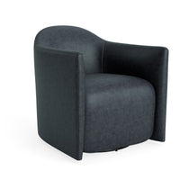 About Face Swivel Lounge Chair in Ink Leather - Angle 5