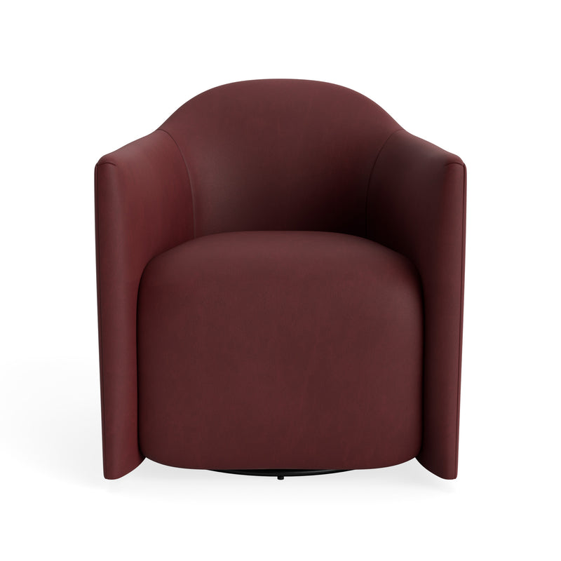 About Face Swivel Lounge Chair in Oxblood Leather - Angle 1