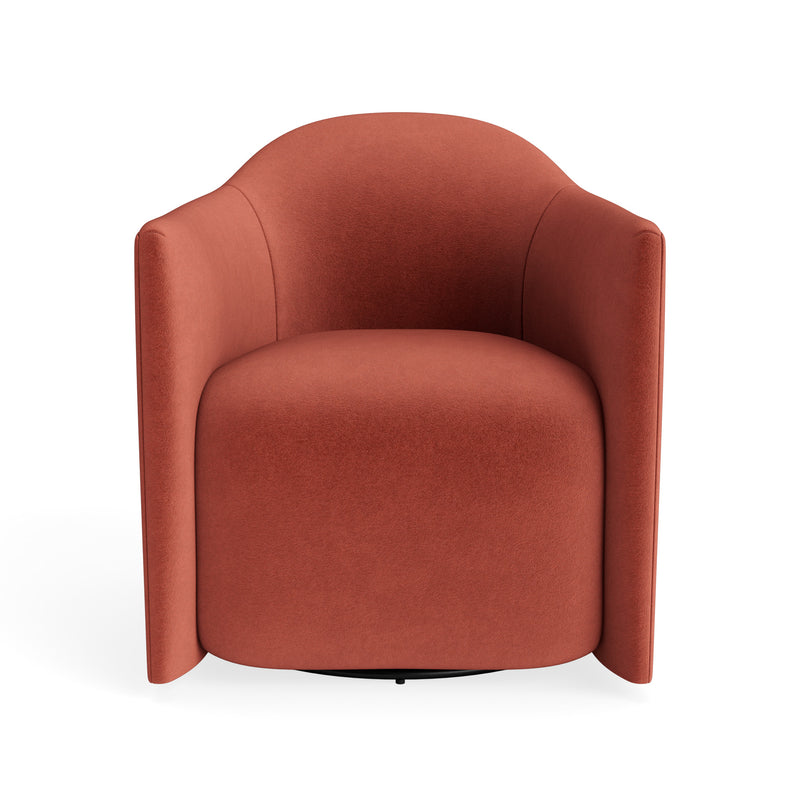 About Face Swivel Lounge Chair en Tomato Velvet
