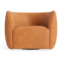Council Swivel Lounge Chair in Butterscotch Leather - Angle 1