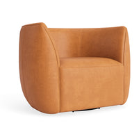 Council Swivel Lounge Chair in Butterscotch Leather - Angle 6