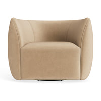 Council Swivel Lounge Chair in Camel Velvet - Angle 1