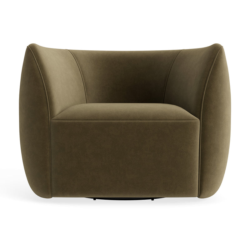 Council Swivel Lounge Chair in Moss Velvet - Angle 1