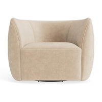 Council Swivel Lounge Chair in Stone Leather - Angle 1