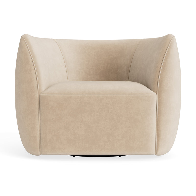 Council Swivel Lounge Chair in Stone Leather - Angle 1