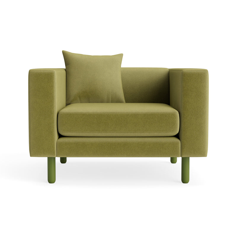 Mono Lounge Chair in Loden Velvet - Angle 1
