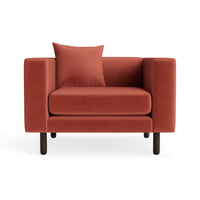Mono Lounge Chair in Tomato Velvet - Angle 1