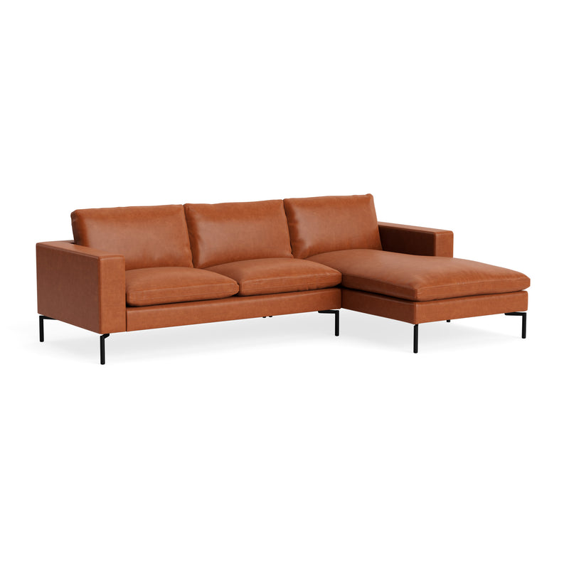 New Standard Sofa with Chaise in Toffee Leather - Angle 2