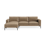 New Standard Sofa with Chaise in Otter Velvet - Angle 1