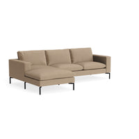 New Standard Sofa with Chaise in Otter Velvet - Angle 2