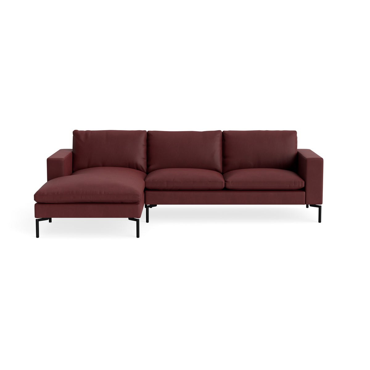 Maroon sectional sofa on a white background