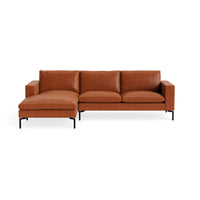 New Standard Sofa with Chaise in Toffee Leather - Angle 1