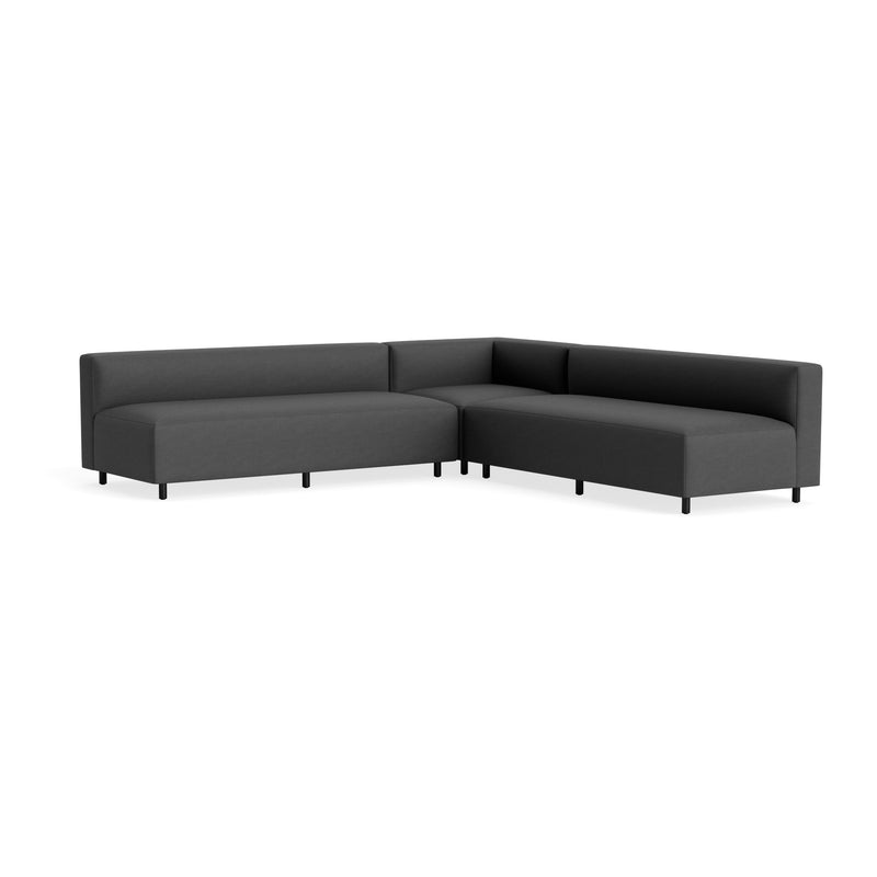9 Yard Outdoor Armless L Sectional Sofa in Sunbrella Coal - Angle 2