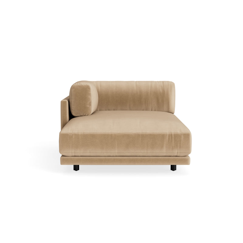 Sunday Chaise in Camel Velvet - Angle 1