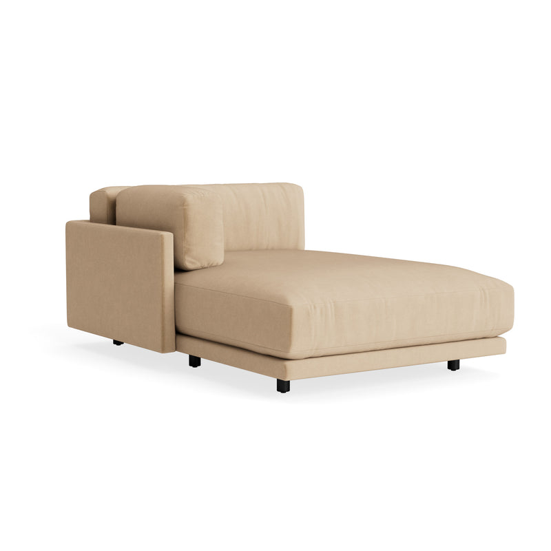 Sunday Chaise in Camel Velvet - Angle 2