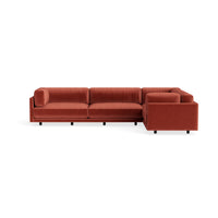 Sunday L Sectional Sofa in Tomato Velvet - Angle 1