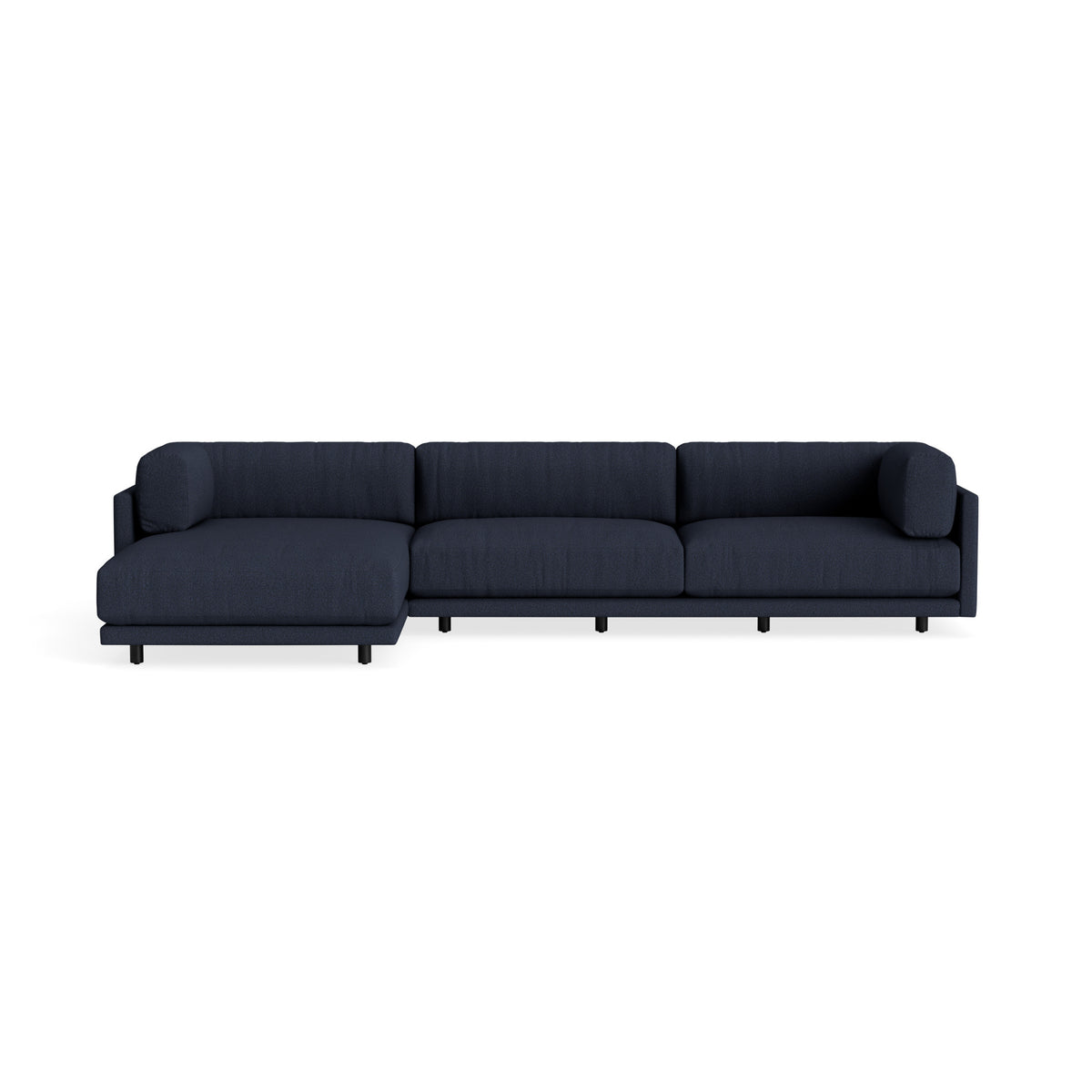 Dark blue sectional sofa on a white background