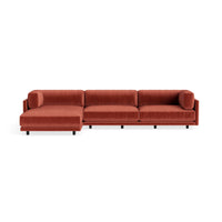 Sunday Sofa with Chaise in Tomato Velvet - Angle 1