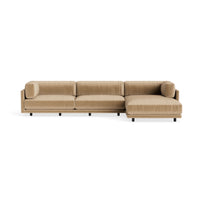 Sunday Sofa with Chaise in Camel Velvet - Angle 1