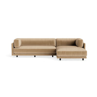 Sunday Small Sofa with Chaise in Camel Velvet - Angle 1