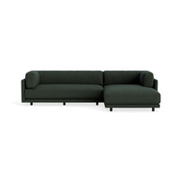 Sunday Small Sofa with Chaise in Vos Evergreen - Angle 1